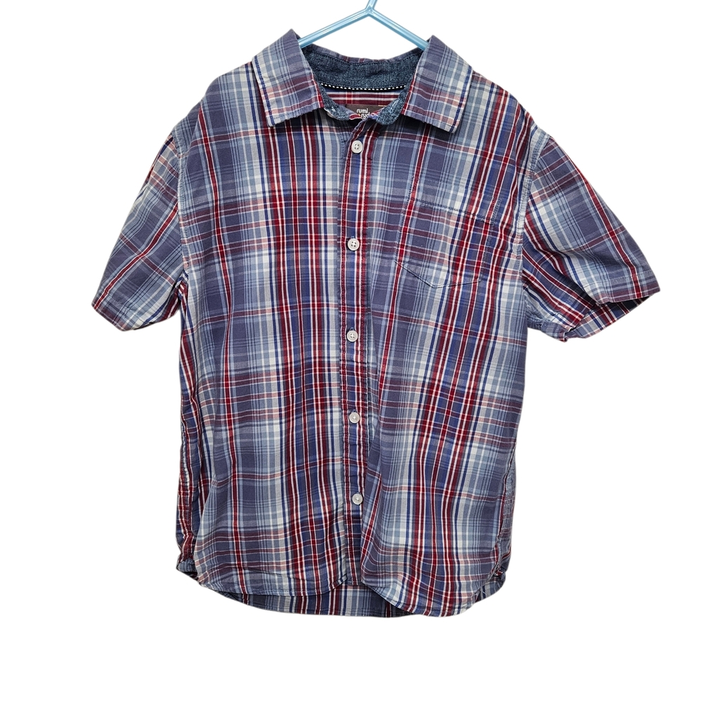 Kids Plaid Button-Down Shirt - Blue and Red
